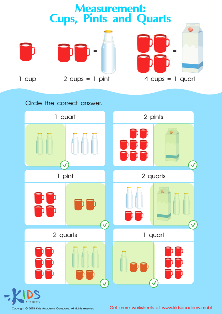 Cups, Pints and Quarts Worksheet Answer Key