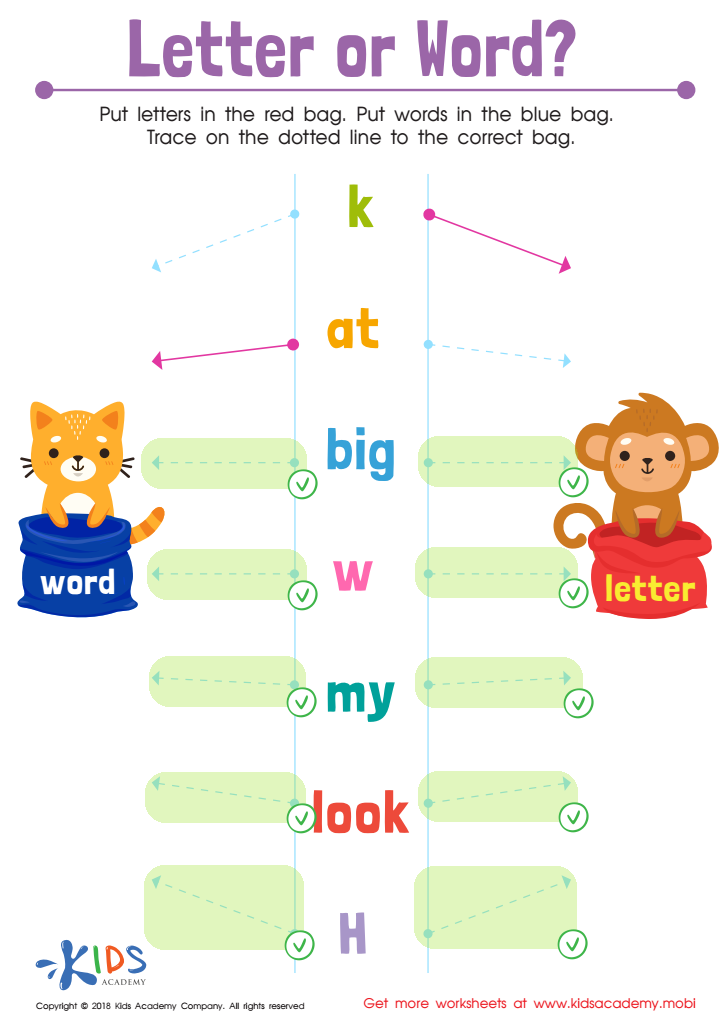 Letter or Word? Worksheet Answer Key