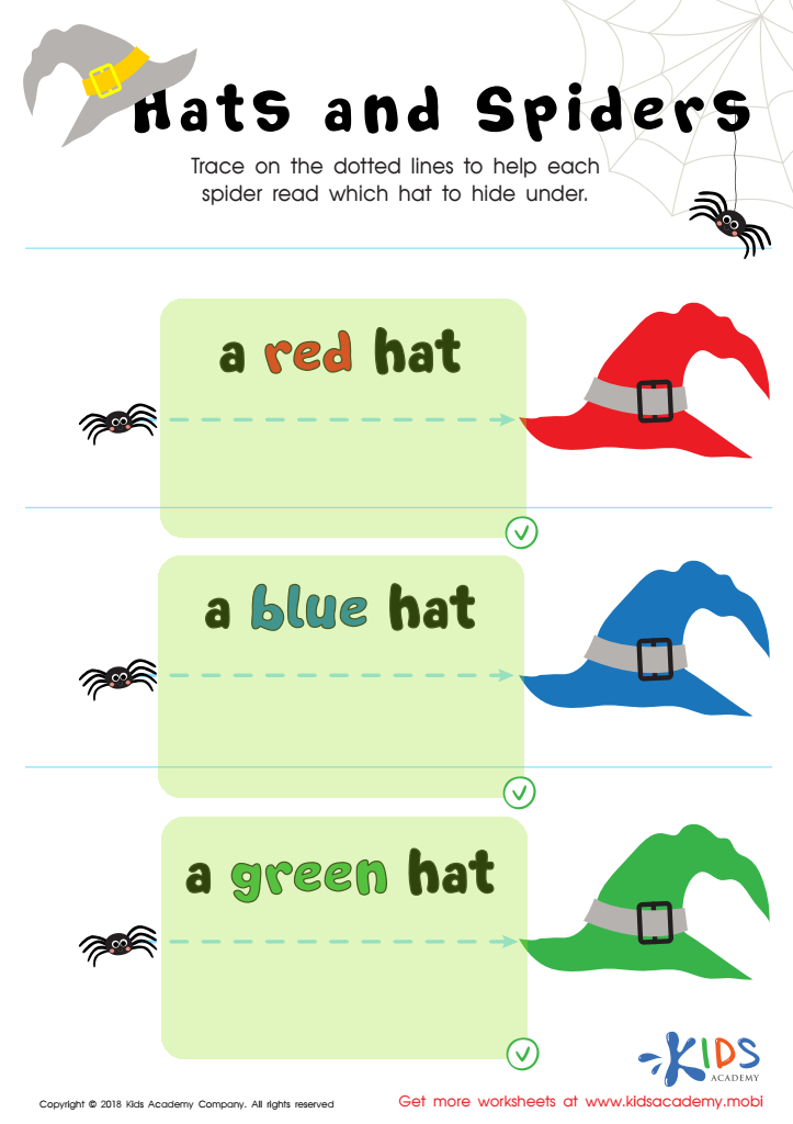 Read from Left to Right: Hats and Spiders Worksheet Answer Key