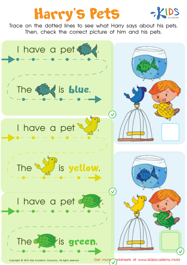 Read from Left to Right: Harry's Pets Worksheet Answer Key