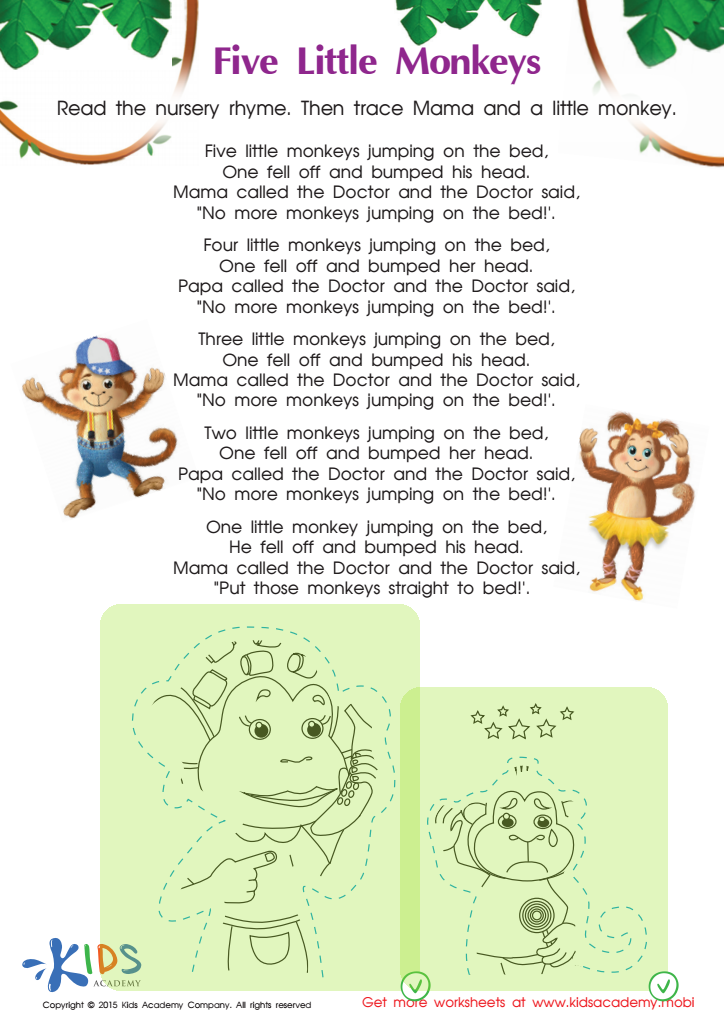 The Five Little Monkeys Nursery Rhyme Worksheet Answer Key