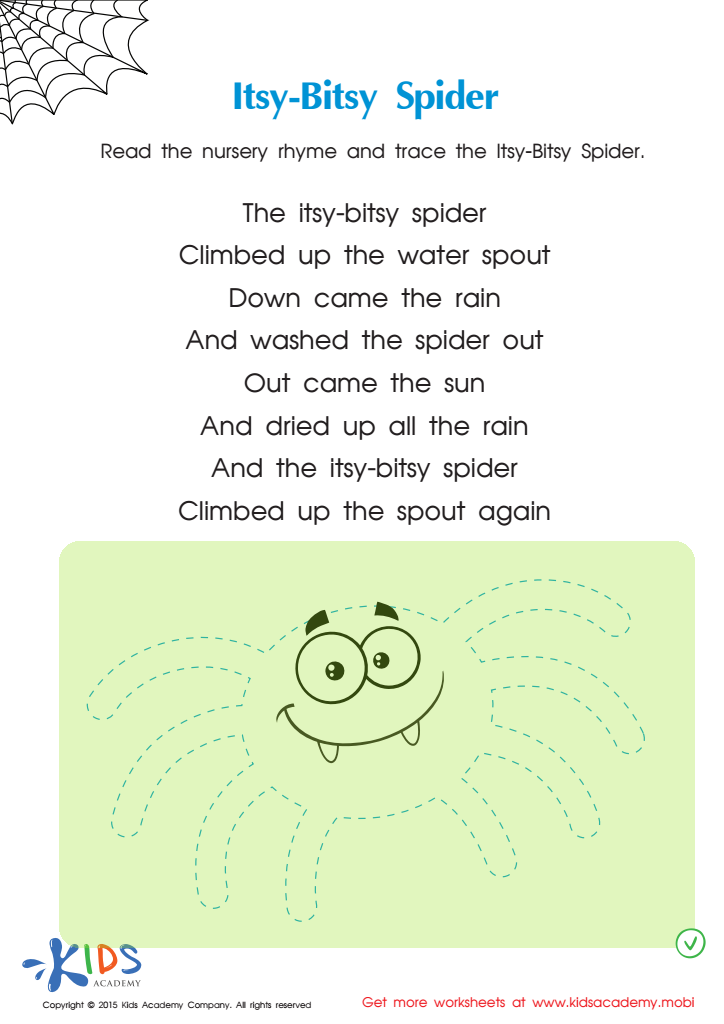 Itsy Bitsy Spider Nursery Rhyme PDF Worksheet Answer Key