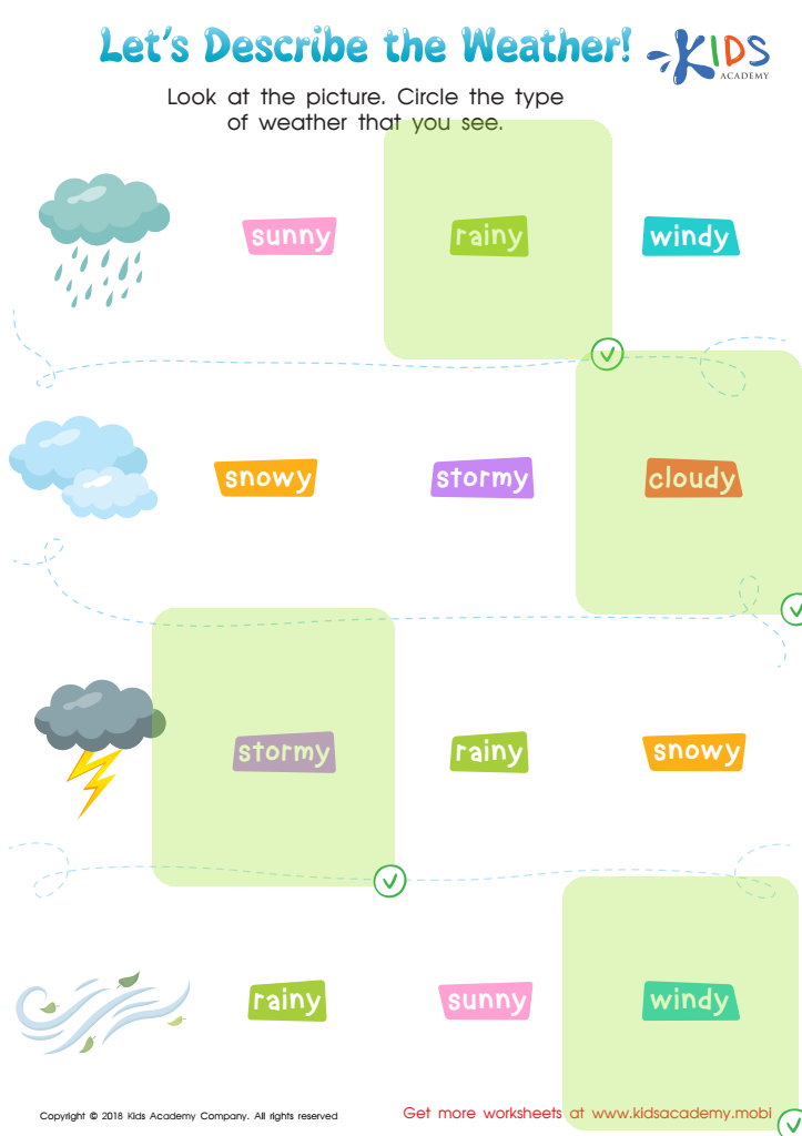 Let's Describe the Weather! Worksheet Answer Key