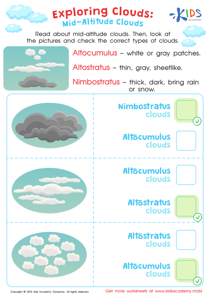 Exploring Clouds: Mid-altitude Clouds Worksheet Answer Key