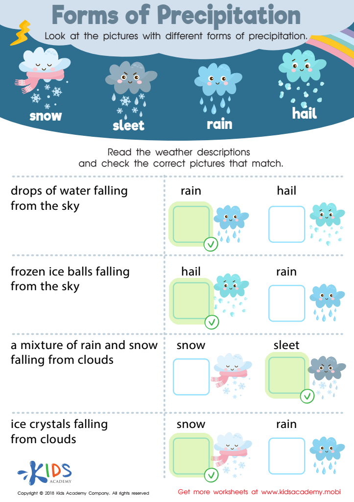 Forms of Precipitation Worksheet Answer Key