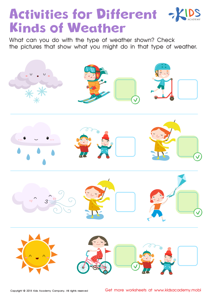 Activities for Different Kinds of Weather Worksheet Answer Key