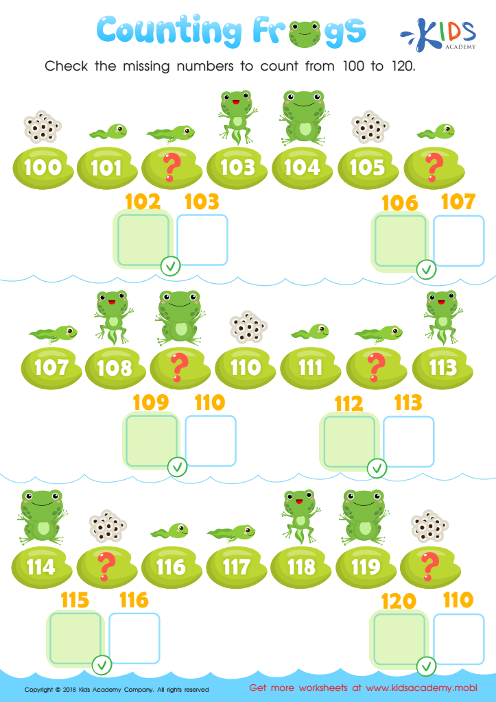 Counting Frogs Worksheet Answer Key