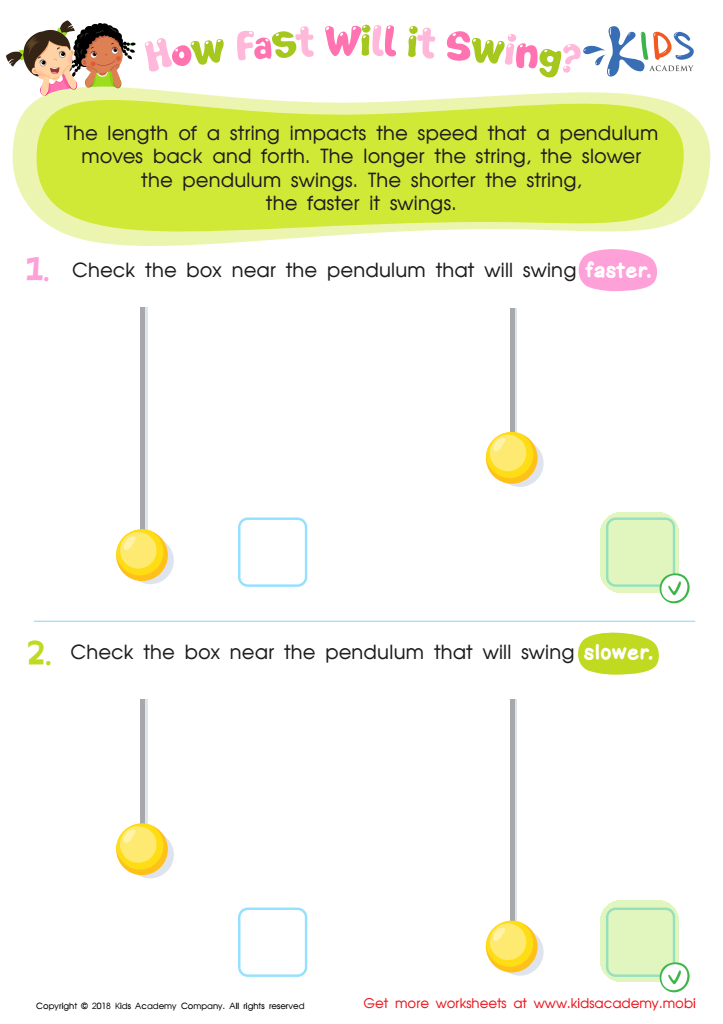 Pendulum Experiment Worksheet For 3rd Grade Answer Key