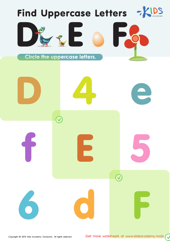 Find Uppercase Letters D, E, and F Worksheet Answer Key
