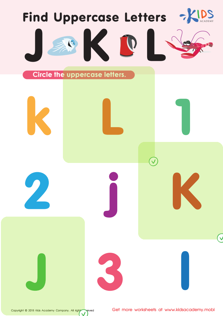 Find Uppercase Letters J, K, and L Worksheet Answer Key