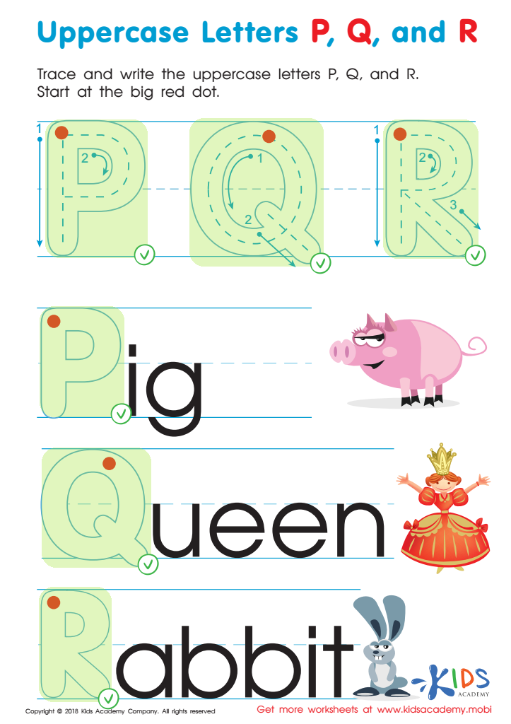 Uppercase Letters P, Q, and R Worksheet Answer Key