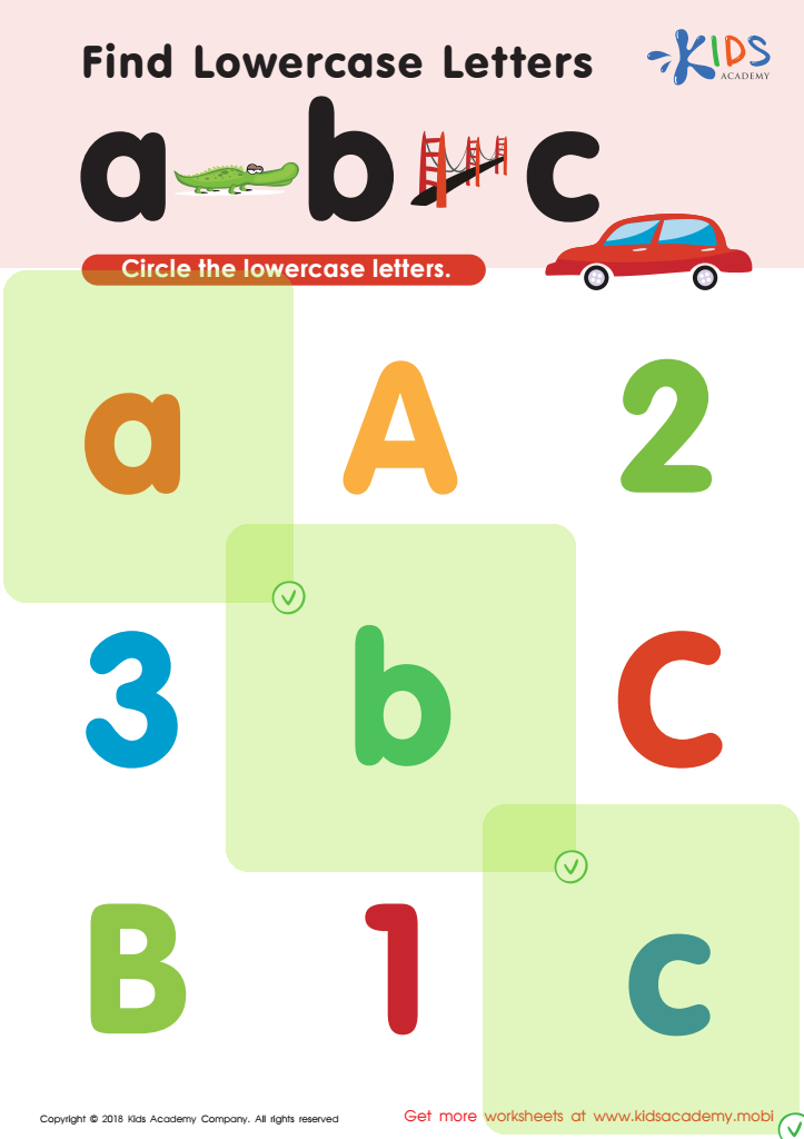 Find lowercase letters a b c Worksheet Answer Key