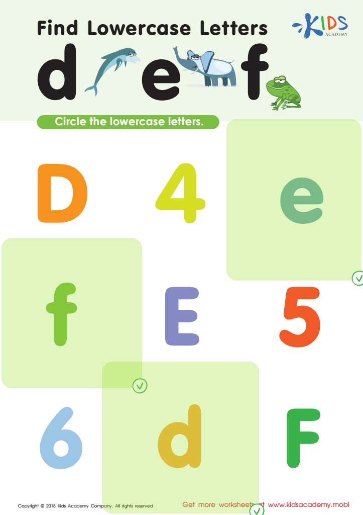 Find Lowercase Letters d e f Worksheet Answer Key