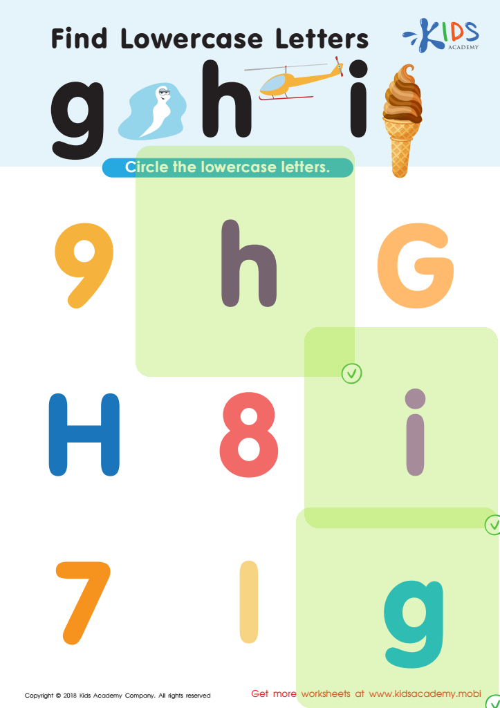 Find Lowercase Letters g h i Worksheet Answer Key