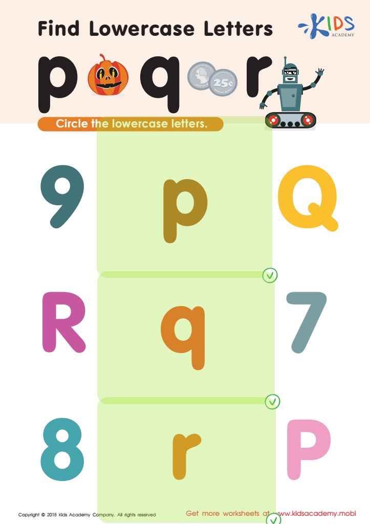 Find lowercase Letters p q r Worksheet Answer Key