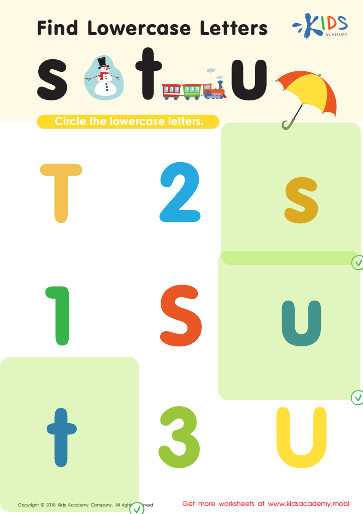 Find lowercase Letters s t u Worksheet Answer Key