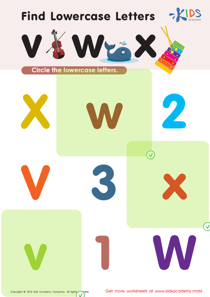 Find Lowercase Letters v w x Worksheet Answer Key