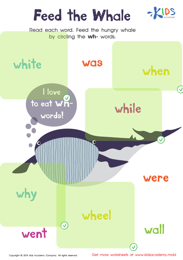 Feed the Whale Worksheet Answer Key
