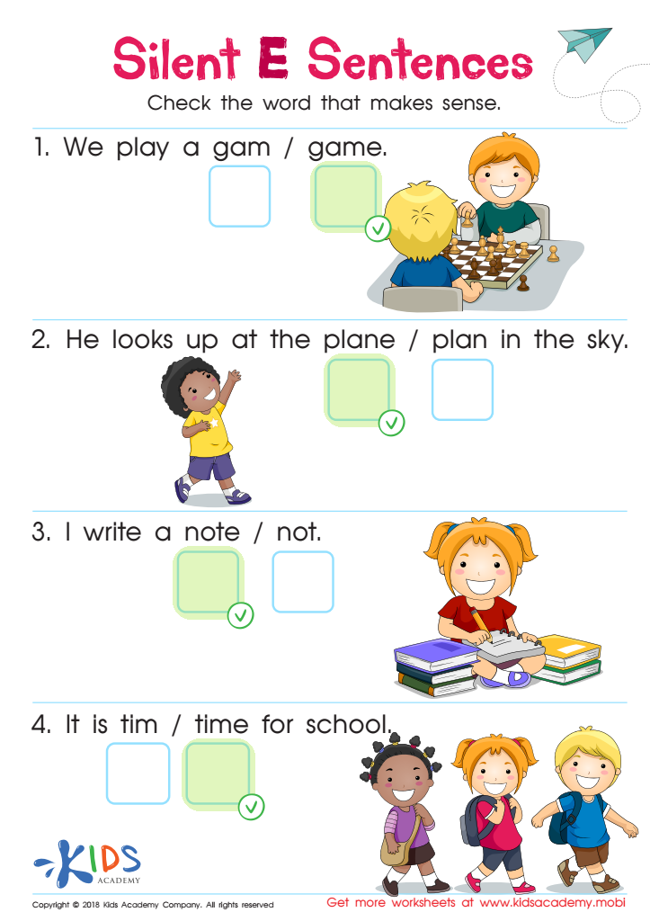 Silent E Sentences Worksheet Answer Key