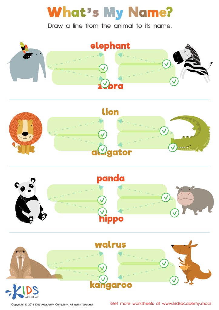 Animals and Their Names Worksheet Answer Key