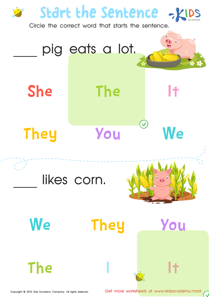 Start the Sentence Worksheet Answer Key