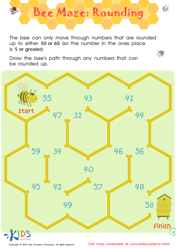 Bee Maze Rounding Worksheet Answer Key