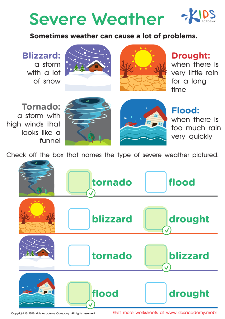 Severe Weather Worksheet Answer Key