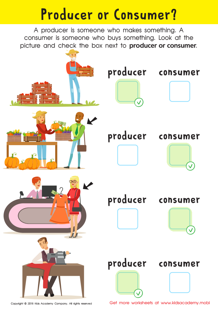 Producer or Consumer? Worksheet Answer Key