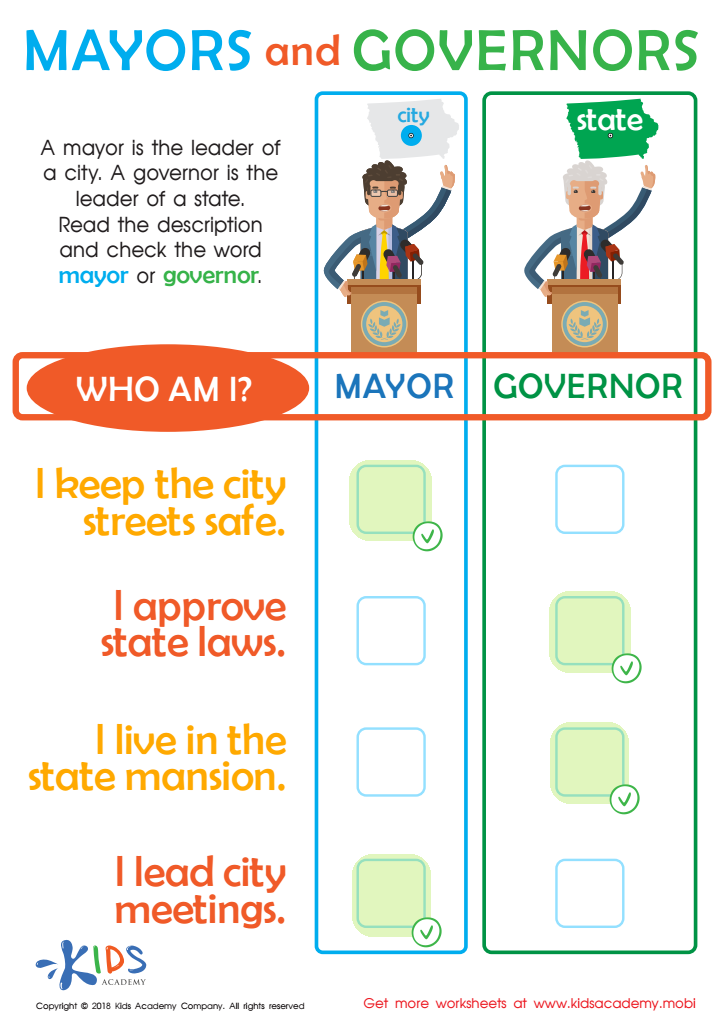 Mayors and Governors Worksheet Answer Key