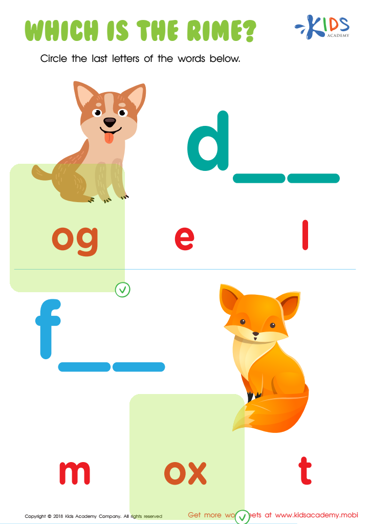 Which Is the Rime? Worksheet Answer Key