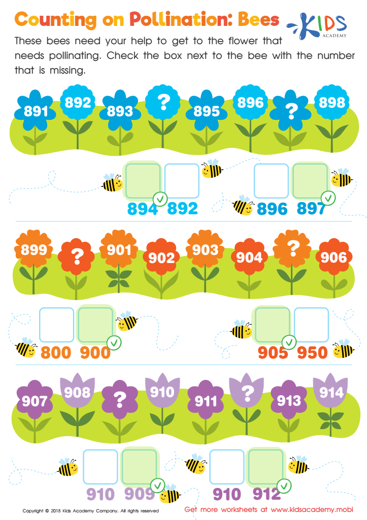 Counting on Pollination: Bees Worksheet Answer Key