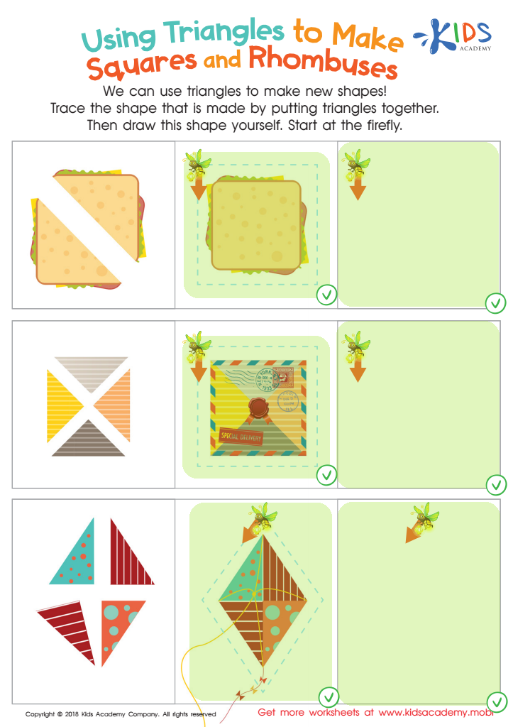 Using Triangles to Make Squares and Rhombuses Worksheet Answer Key