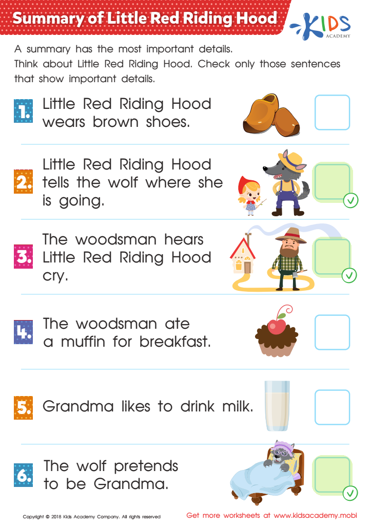 Summary of Little Red Riding Hood Worksheet Answer Key