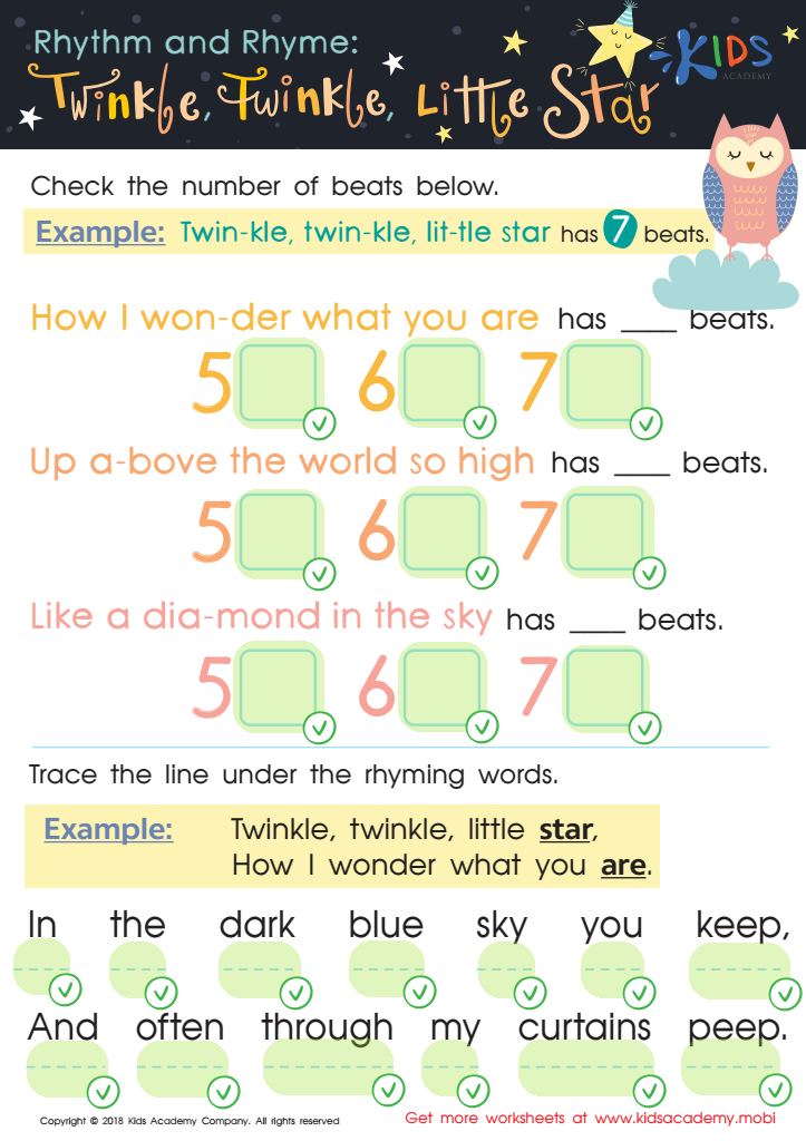 Rhythm and Rhyme: Twinkle, Twinkle, Little Star Worksheet Answer Key