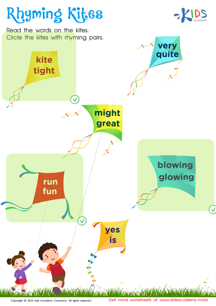 Rhyming Kites Worksheet Answer Key