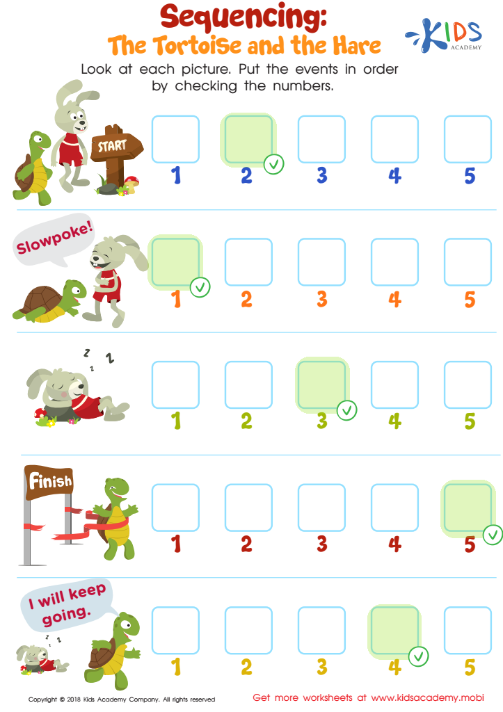 Sequencing: The Tortoise and the Hare Worksheet Answer Key