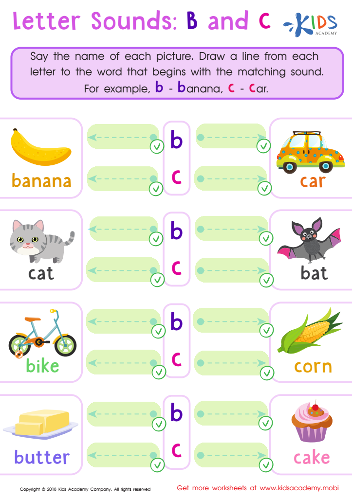 Letter B and C Sounds Worksheet Answer Key