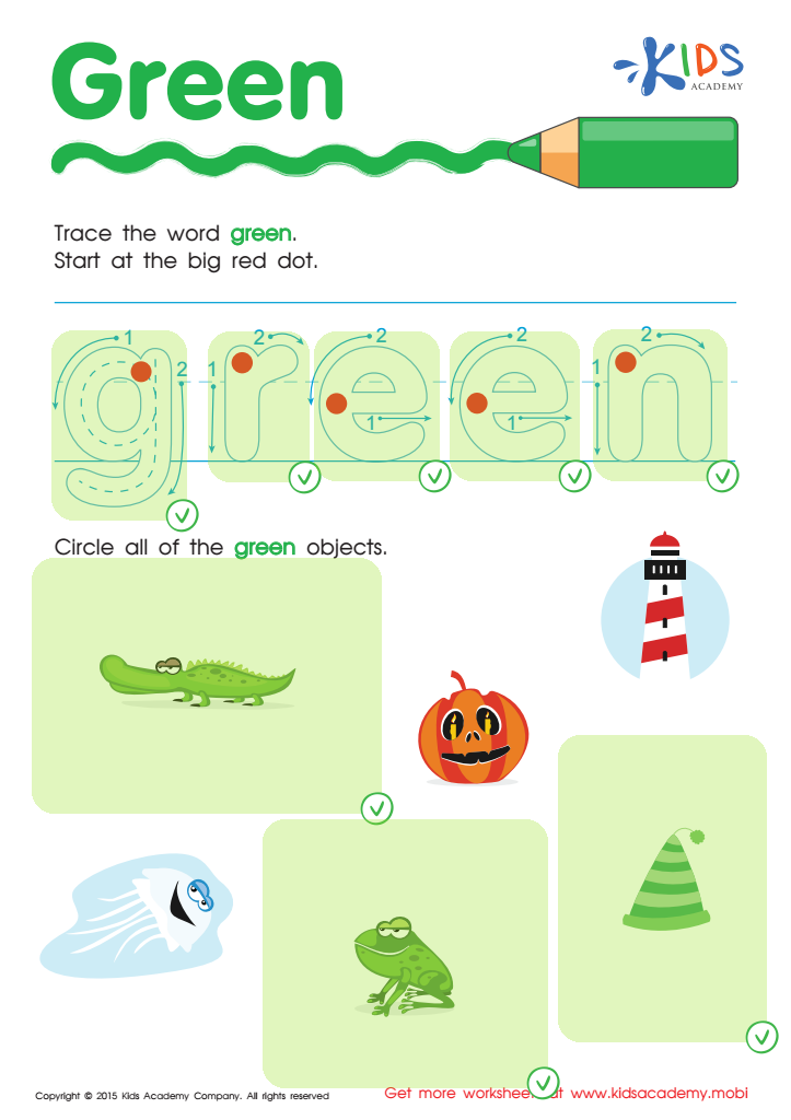Green Tracing Color Words Worksheet Answer Key