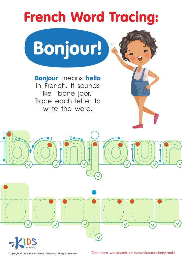 French Word Tracing: Bonjour Worksheet Answer Key
