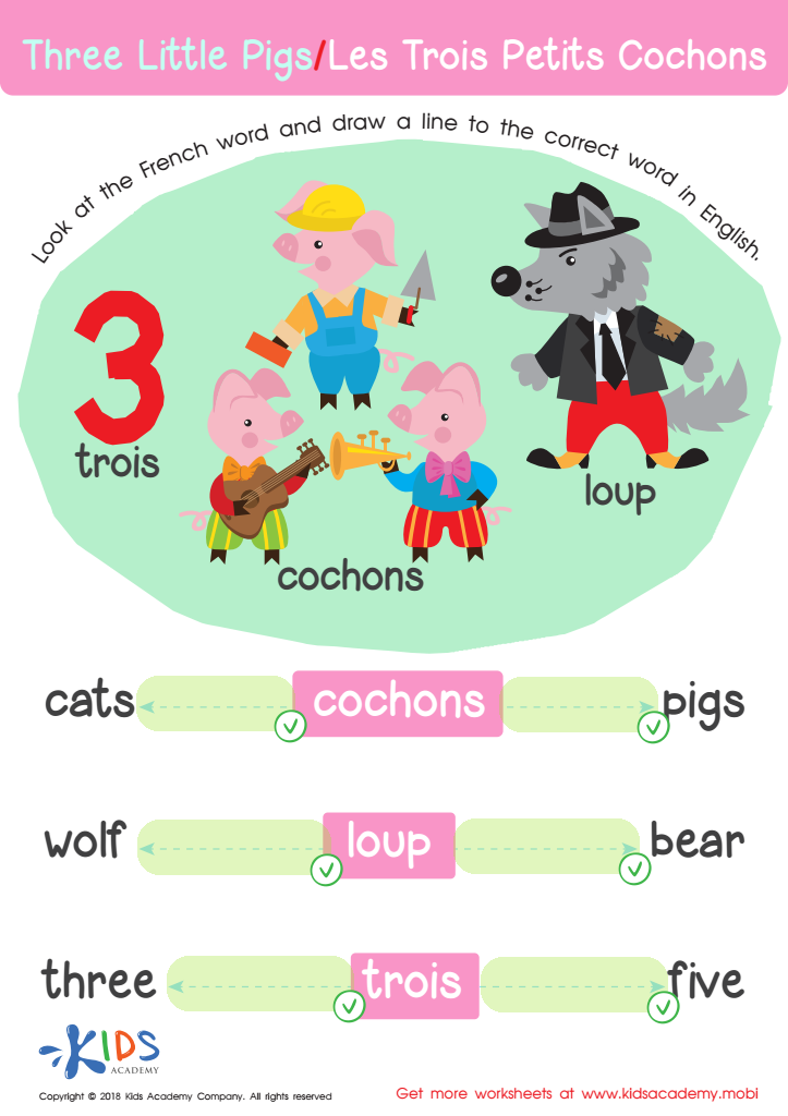 Three Little Pigs / Les Trois Petits Cochons Worksheet Answer Key