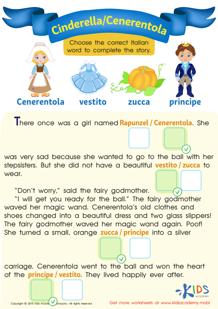 Cinderella / Cenerentola Worksheet Answer Key