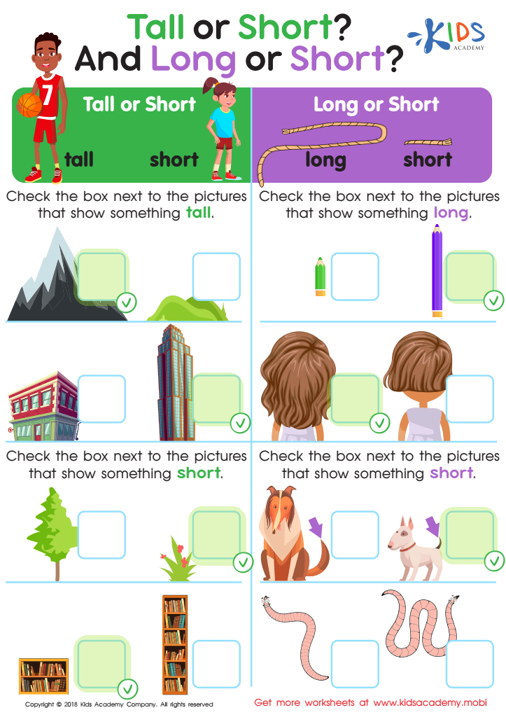 Tall or Short and Long or Short? Worksheet Answer Key
