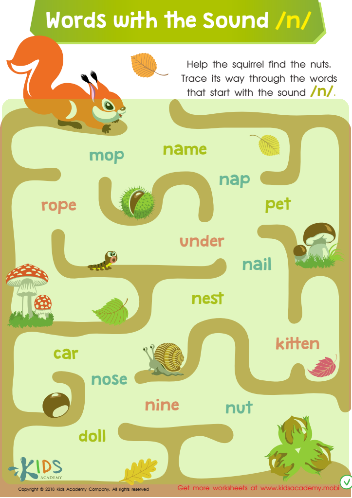 Words with Sound N Reading Worksheet Answer Key