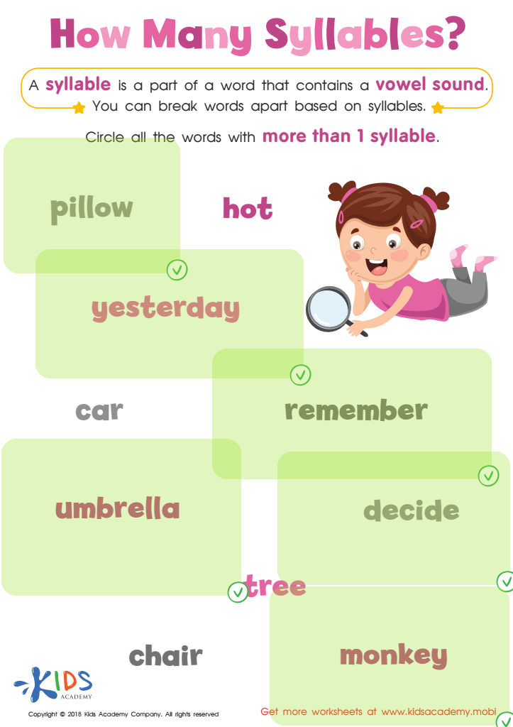 Reading: How Many Syllables Worksheet Answer Key