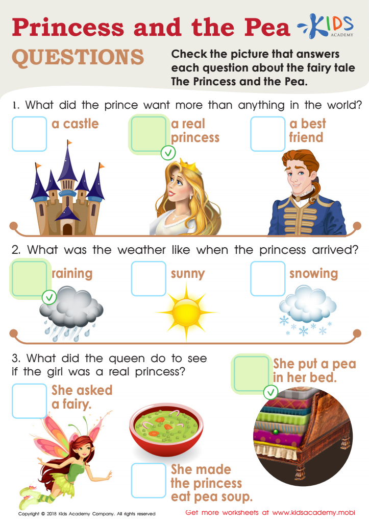 Princess and the Pea Questions Worksheet Answer Key