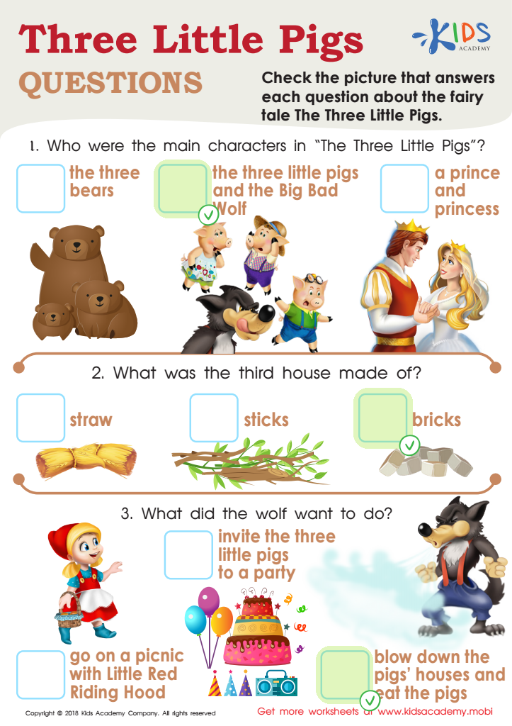 Three Little Pigs Questions Worksheet Answer Key