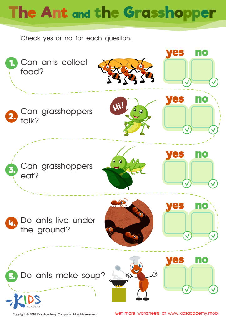 The Ant and The Grasshopper Fun Worksheet Answer Key