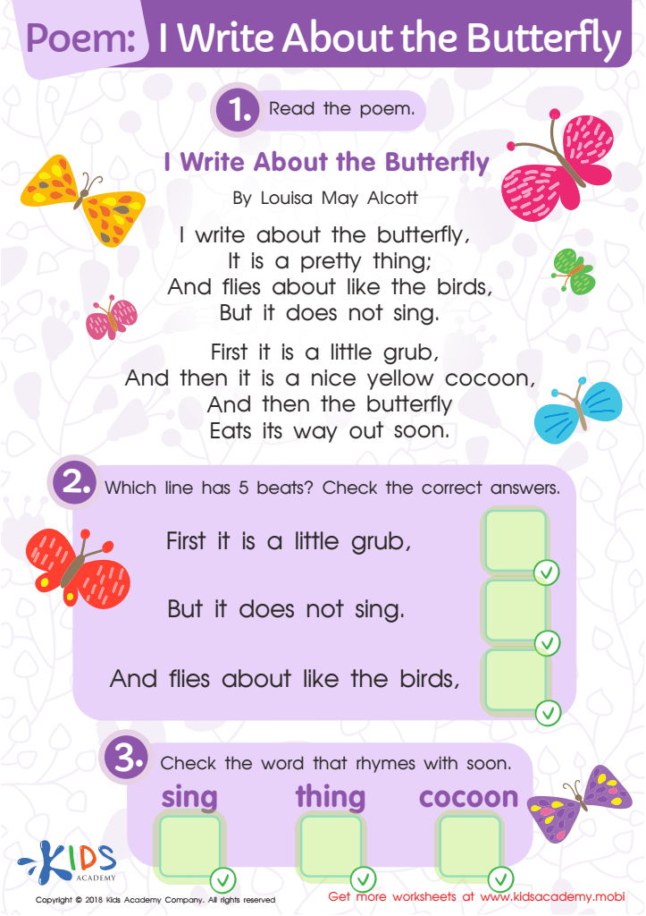 Poem: I Write About The Butterfly Worksheet Answer Key