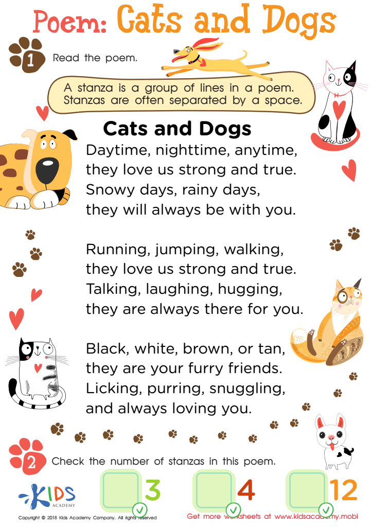 Poem: Cats and Dogs Worksheet Answer Key