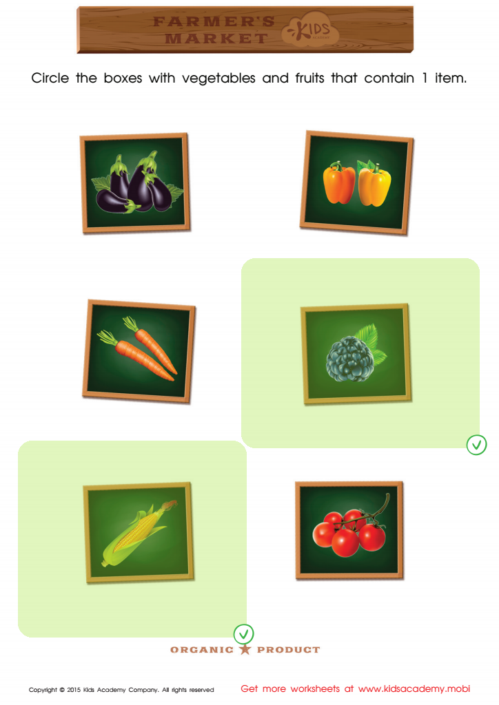 Count and Match Boxes with Vegetables Answer Key